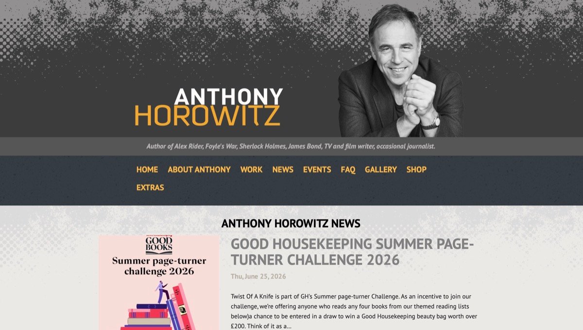 Preview of the Anthony Horowitz author website